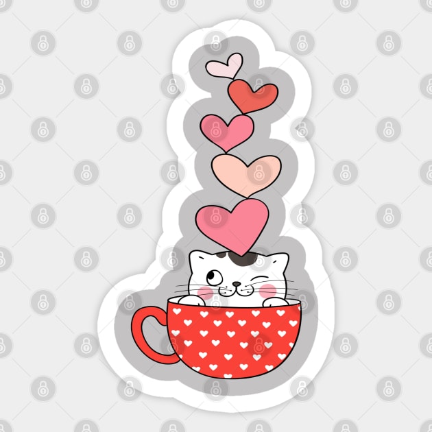 Lovely Cat Sticker by RioDesign2020